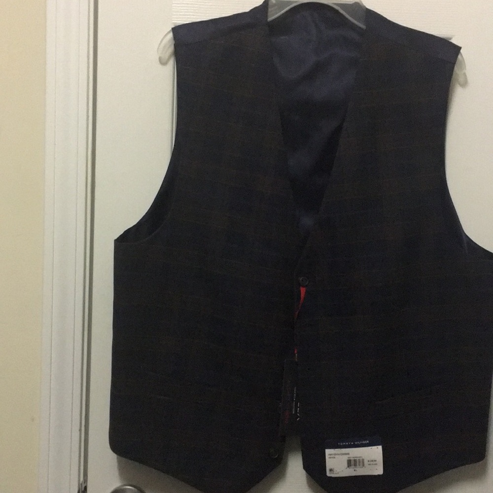 Mens Tommy Hilfiger Navy and Burgundy suit vest